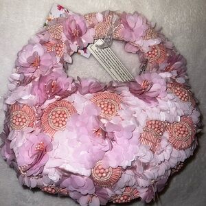Floral Embellished Pink Handbag